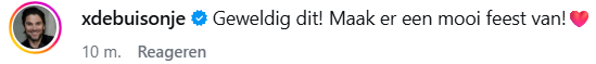 Reactie van X de Buisonjé op Instagram